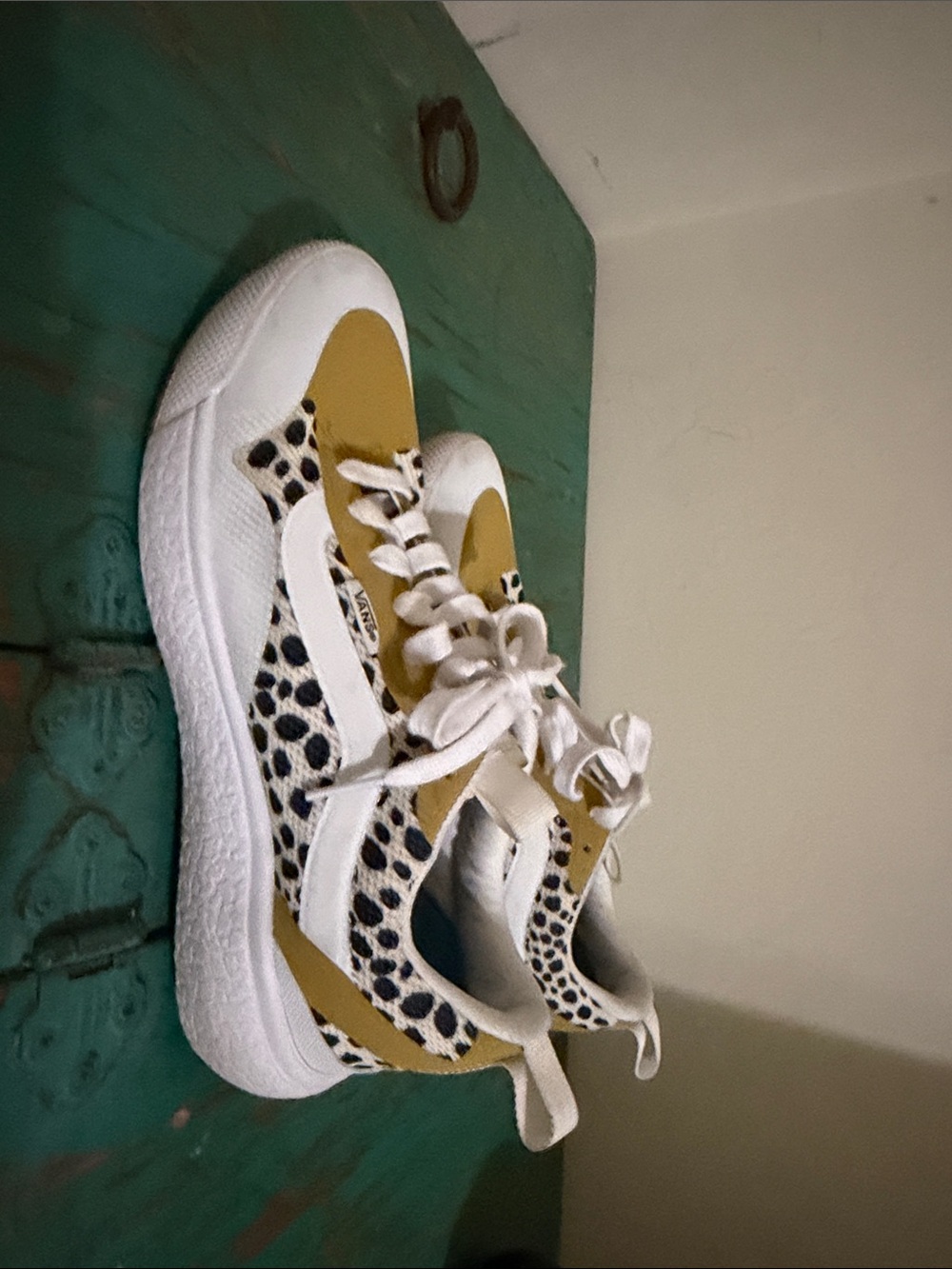 Vans Women's White, Mustard & Leopard Accent Low-Top Sneakers